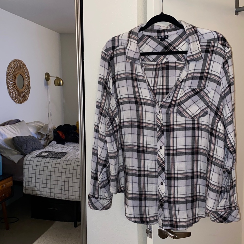 Torrid Flannel pink black and white